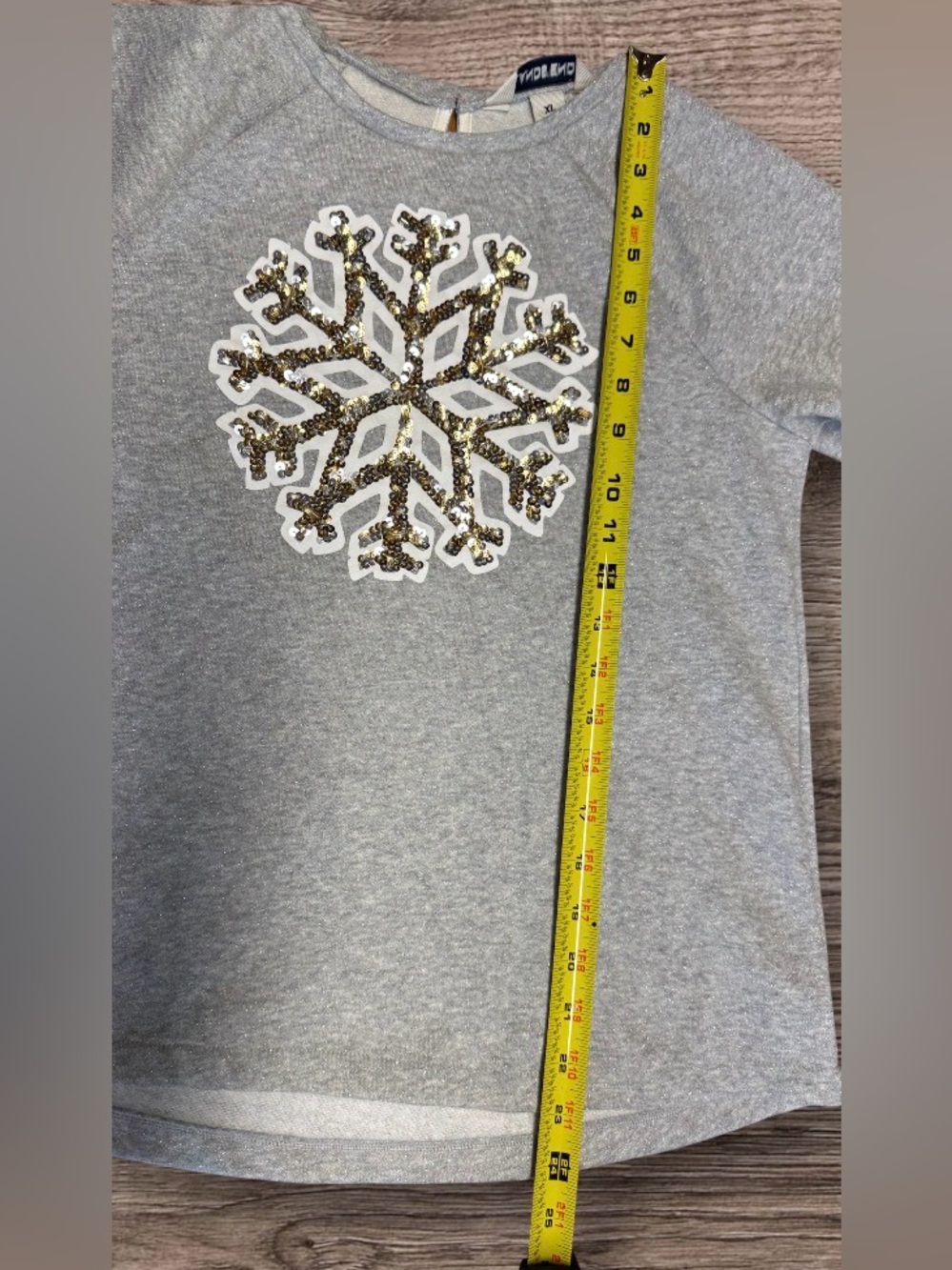 NWOT Lands’ End Gray Heather Crew New Sweatshirt With Sequin Snowflake SZ XL - Picture 4 of 8